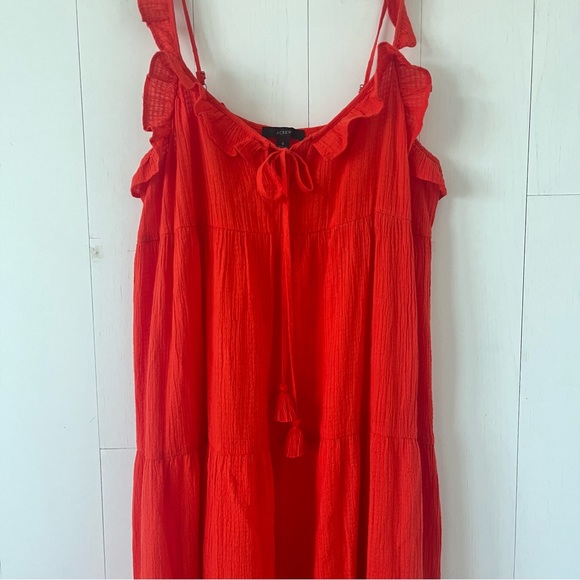 J. Crew Orange Tiered Ruffled Beach Maxi Dress Size Small - Picture 6 of 16
